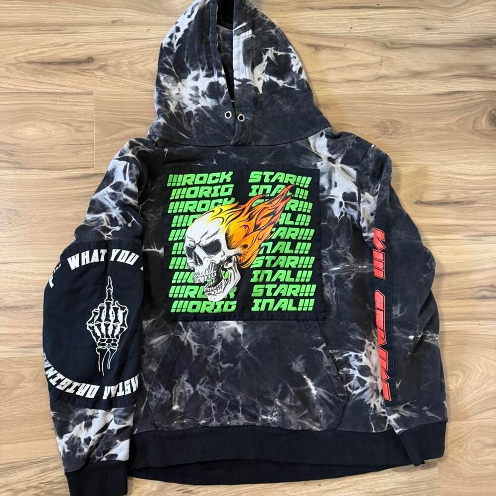 Y2K style Rockstar Original flames graphic hoodie Size Medium baggy